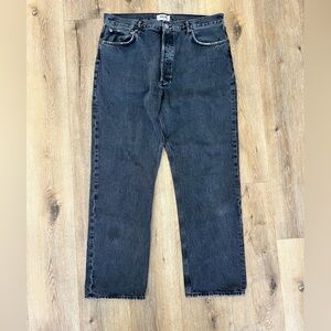 AGOLDE 90’s PINCH BLACK DENIM STRAIGHT LEG PANTS